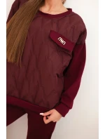 Dámský souprava z viskózy s prošívanou mikinou a kalhotami švestkový Dámský souprava z viskózy s prošívanou mikinou a kalhotami švestkový