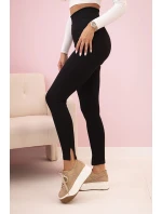 Dámské bavlněné kalhoty s model 21822161 a gumou v pase grafitové - K-Fashion