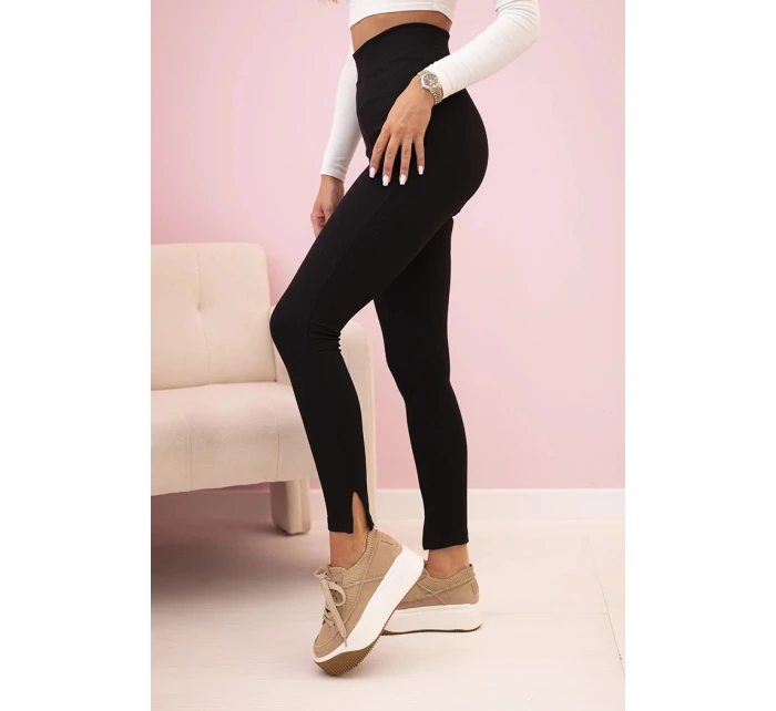 Dámské bavlněné kalhoty s model 21822161 a gumou v pase grafitové - K-Fashion