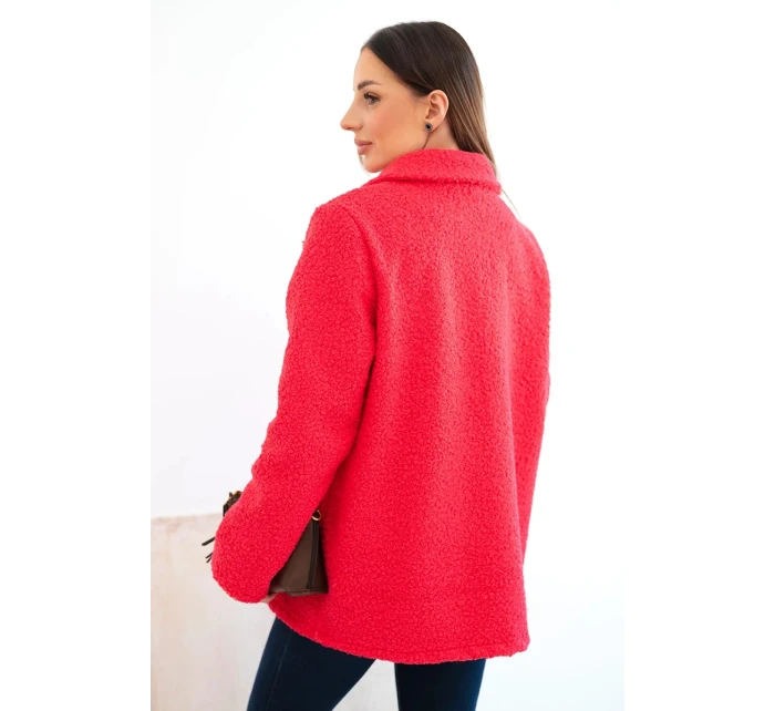 Dámská bunda z měkkého beránka s límcem fuchsie