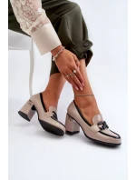 Dámské polobotky na podpatku béžové D&A model 21655949 - S.Barski