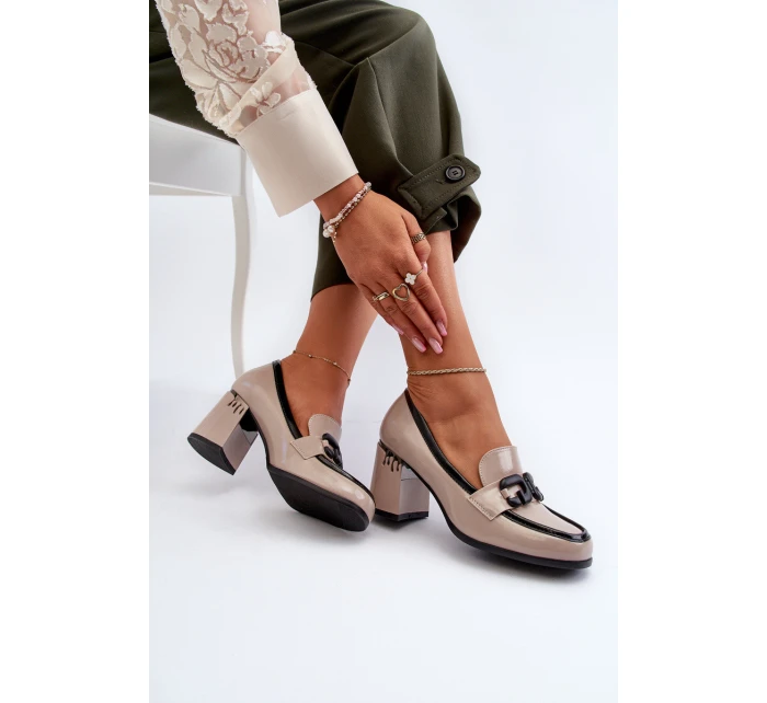 Dámské polobotky na podpatku béžové D&A model 21655949 - S.Barski