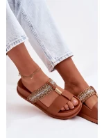 Dámské platformové sandály s pásky a zlatým detailem Camel Tahlia