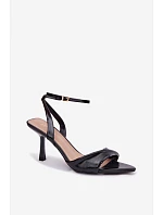 Dámské sandály na podpatku z eko kůže Černé Sedira Dámské sandály na podpatku z eko kůže Černé Sedira