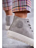 Dámské Tenisky Big Star Vysoké Zateplené Šedé EE274114 Dámské Tenisky Big Star Vysoké Zateplené Šedé EE274114