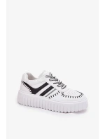 Dámské tenisky na platformě – bílo-černé Ofenale