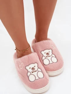 Dámské chlupaté papuče s medvídkem – růžové Noralie