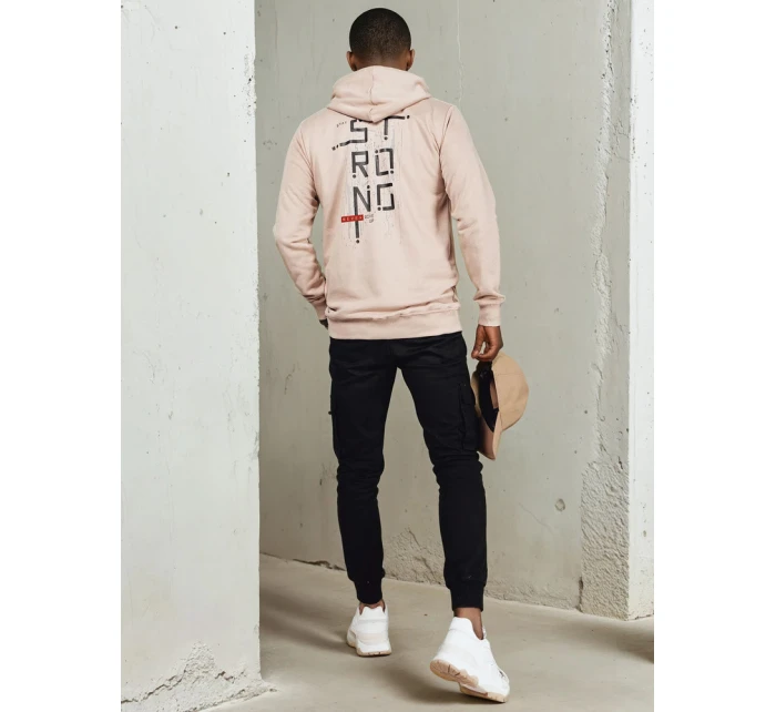 Pánská mikina s kapucí béžová FashionStreet BX5714