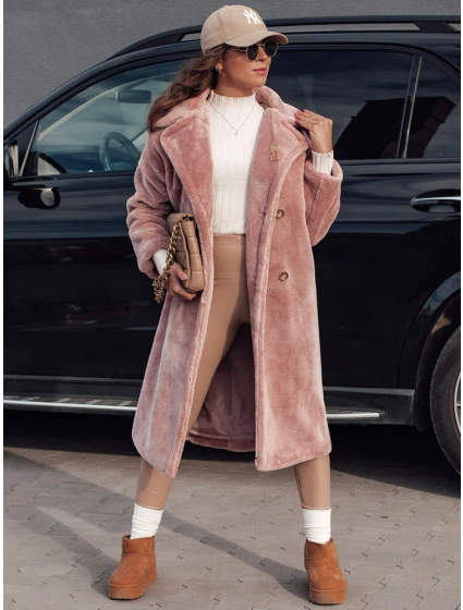 Dámský zimní kabát dlouhý růžový Dstreet model 21980925 - FashionStreet