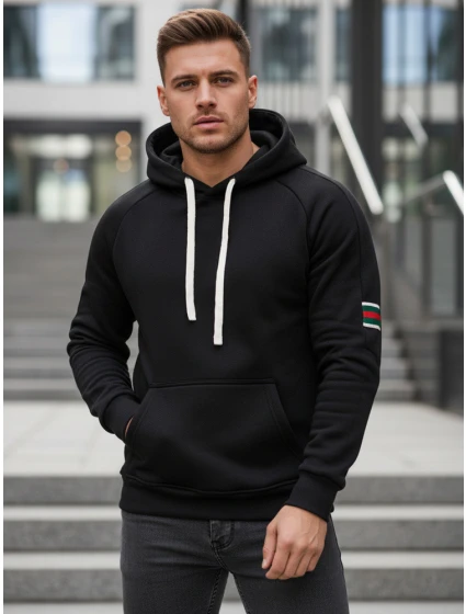 Pánská mikina s kapucí černá Dstreet BX5943 Pánská mikina s kapucí černá Dstreet BX5943