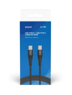 KABEL SAVIO USB TYP C - USB TYP C 5A, 2M CL-160