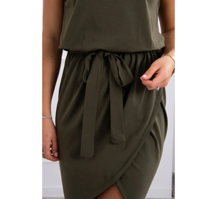 Šaty s obálkovým spodním dílem v barvě khaki