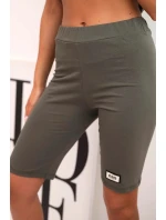 Dámský bavlněný komplet s krátkým rukávem a šortkami khaki Dámský bavlněný komplet s krátkým rukávem a šortkami khaki