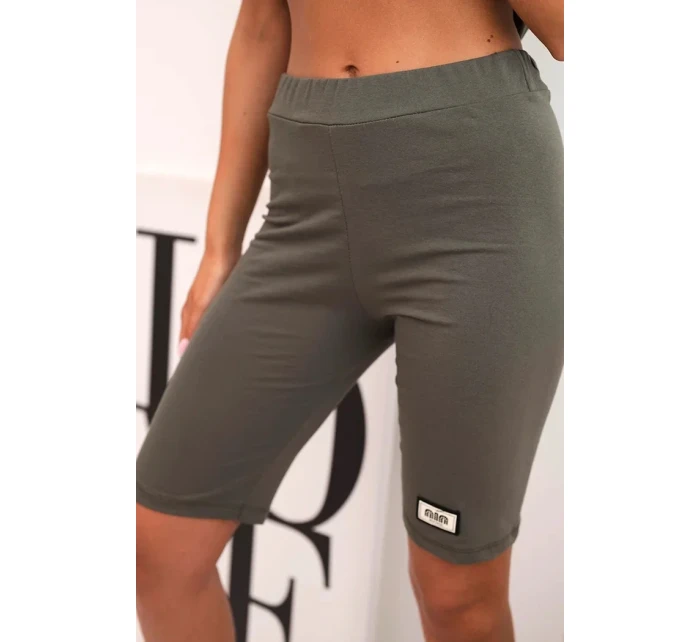 Dámský bavlněný komplet s krátkým rukávem a šortkami khaki Dámský bavlněný komplet s krátkým rukávem a šortkami khaki