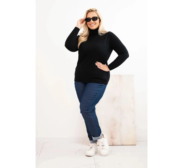 Dámský svetr Plus Size z viskózy model 21321816 střihu černý - K-Fashion