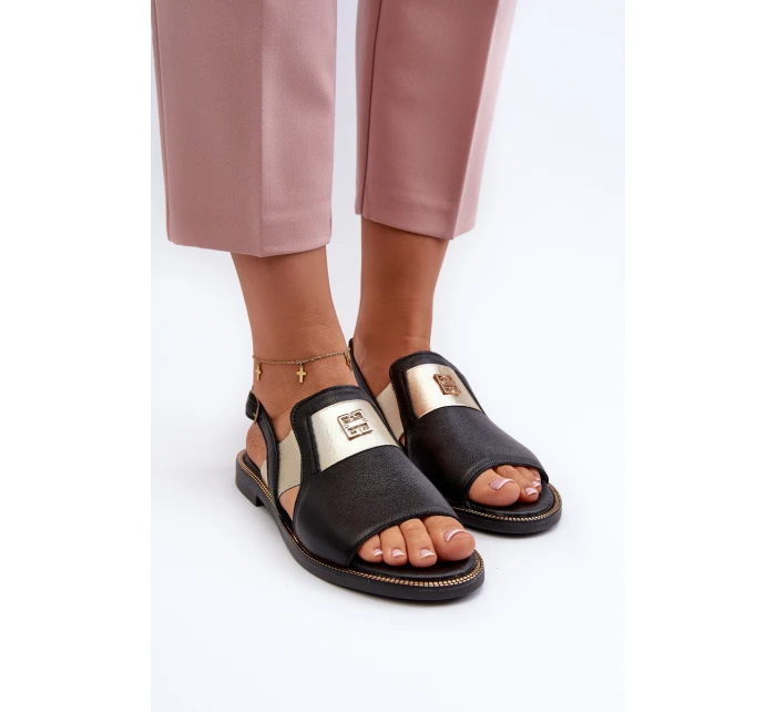 Zazoo 40385 Dámské Kožené Sandály Černé