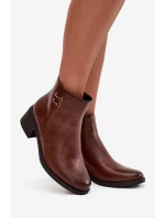 dámské kotníčkové boty na klínku hnědé model 21711943 - EVENTO