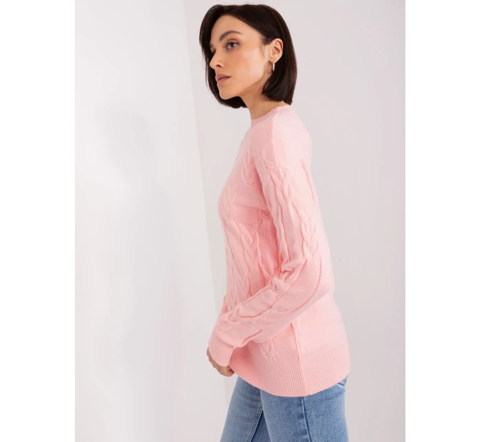 Sweter AT SW model 19040877 jasny różowy - FPrice Sweter AT SW model 19040877 jasny różowy - FPrice