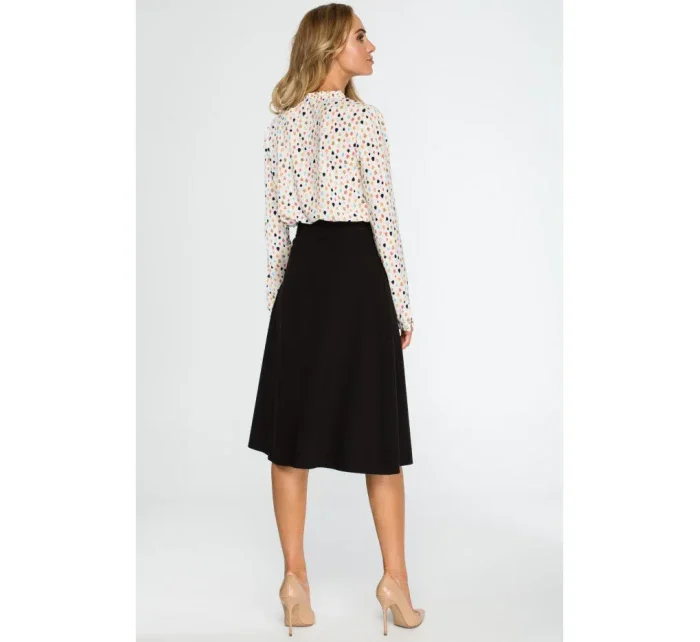 S133 Midi sukně áčkového střihu - černá