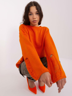 Oranžový oversize svetr s širokými rukávy