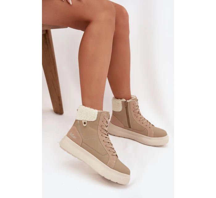 Dámské zimní boty s kožíškem Lee Cooper – béžové