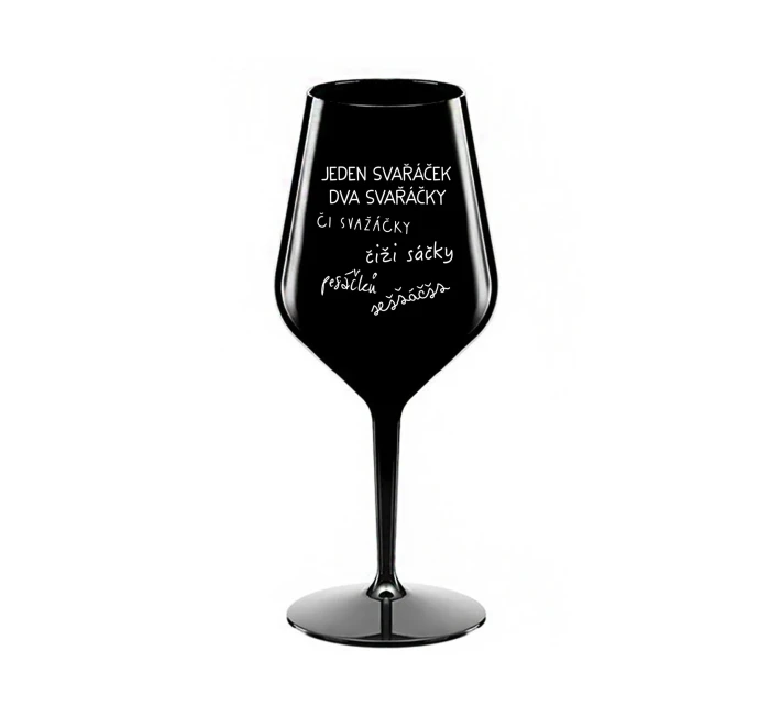 SVAŘÁČEK - černá nerozbitná sklenice na víno 470 ml