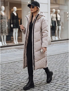 Dámská dlouhá zimní prošívaná bunda v béžové barvě FashionStreet TY5430