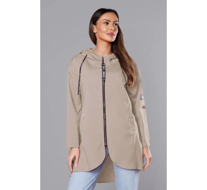 Tenký asymetrický dámský přehoz přes oblečení v kakaové barvě (B8117-12)