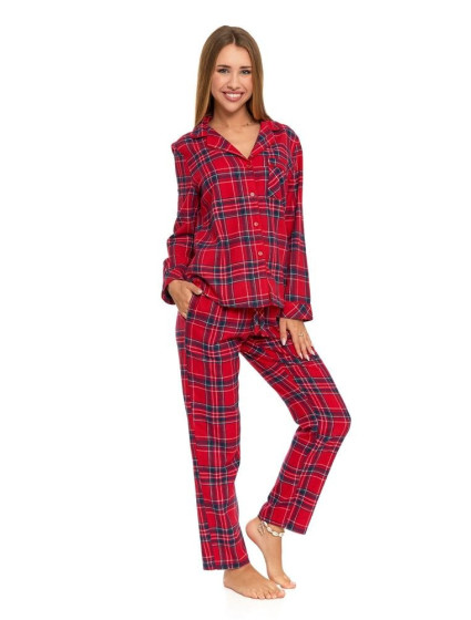 Dámské flanelové pyžamo Christmas červené káro