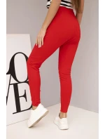 Dámské bavlněné cargo kalhoty s kapsami a řetízkem béžové