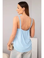 Dámská halenka na ramínka s krajkovým model 22040210 modrá - K-Fashion