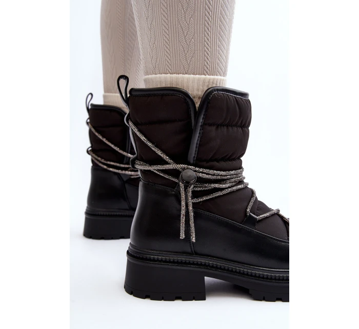Dámské zimní boty s ozdobným šněrováním černé model 21645238 - Boto Dámské zimní boty s ozdobným šněrováním černé model 21645238 - Boto