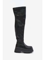 Kozačky Po Kolena Na Masivní Platformě Černé Zinera