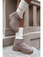 Dámské sněhule z přírodního semiše vyhřívané kožešinou Khaki Milora Dámské sněhule z přírodního semiše vyhřívané kožešinou Khaki Milora