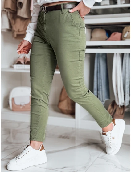 Dámské kalhoty slim fit s páskem LINESKA khaki FashionStreet UY2575 Dámské kalhoty slim fit s páskem LINESKA khaki FashionStreet UY2575