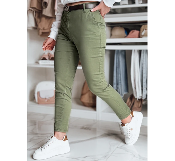 Dámské kalhoty slim fit s páskem LINESKA khaki FashionStreet UY2575 Dámské kalhoty slim fit s páskem LINESKA khaki FashionStreet UY2575