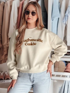 Dámská oversize mikina s potiskem COOKIES světle béžová FashionStreet BY1446