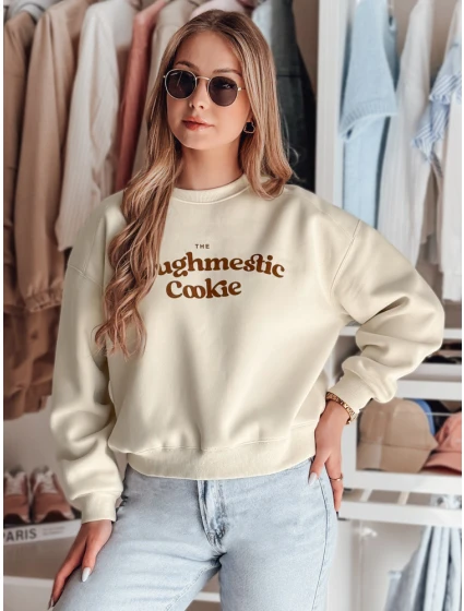 Dámská oversize mikina s potiskem COOKIES světle béžová FashionStreet BY1446