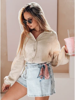 Dámská oversize mušelínová košile MUSLINEA béžová FashionStreet DY0478