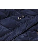 Tmavě modrá prošívaná dámská zimní bunda s kapucí (w732) Tmavě modrá prošívaná dámská zimní bunda s kapucí (w732)