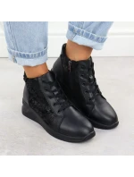 Dámské květované kožené boty na černé model 21905415 - FILIPPO