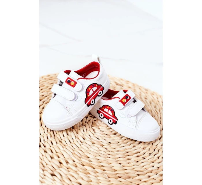 Dětské Tenisky Se Suchým Zipem Bíle-červené Taxi Dětské Tenisky Se Suchým Zipem Bíle-červené Taxi