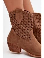 Dámské perforované kotníkové boty na podpatku béžové Ferissa