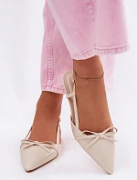 Dámské sandály z imitace kůže na nízkém podpatku světle béžové Jelmera