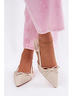 Dámské sandály z imitace kůže na nízkém podpatku světle béžové Jelmera