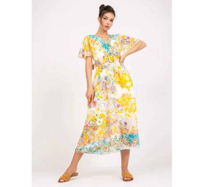 Šaty DHJ SK 15967 1.01P bílá a žlutá