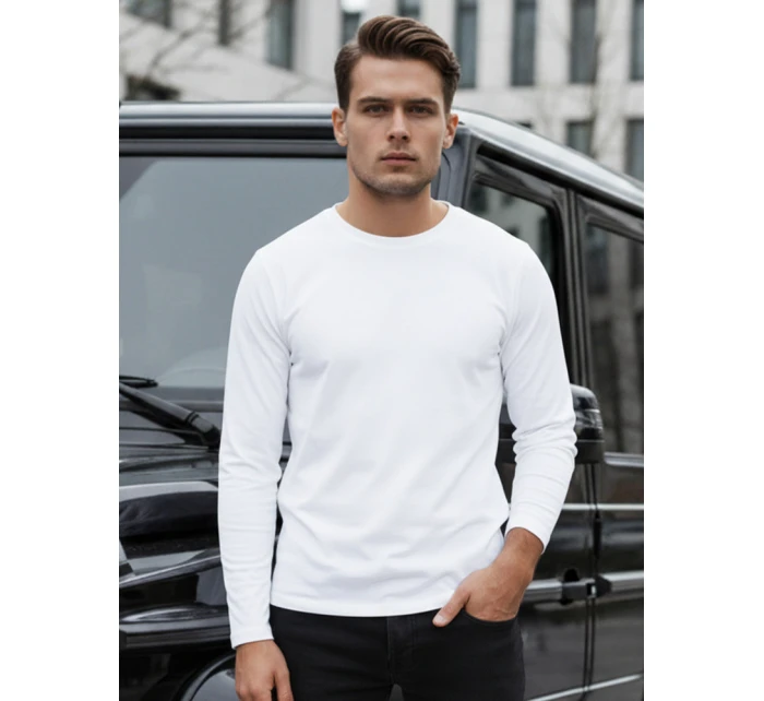 FashionStreet pánské bílé tričko s dlouhým rukávem LX0579 FashionStreet pánské bílé tričko s dlouhým rukávem LX0579