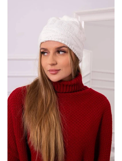 Fleecová čepice ecru model 18751441 - K-Fashion Fleecová čepice ecru model 18751441 - K-Fashion