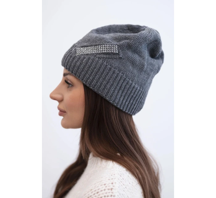 Dámská zimní vlněná čepice s ozdobnými krystalky K399 černá