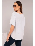 Dámská svetr s krátkým rukávem a výstřihem do V šedá Dámská svetr s krátkým rukávem a výstřihem do V šedá